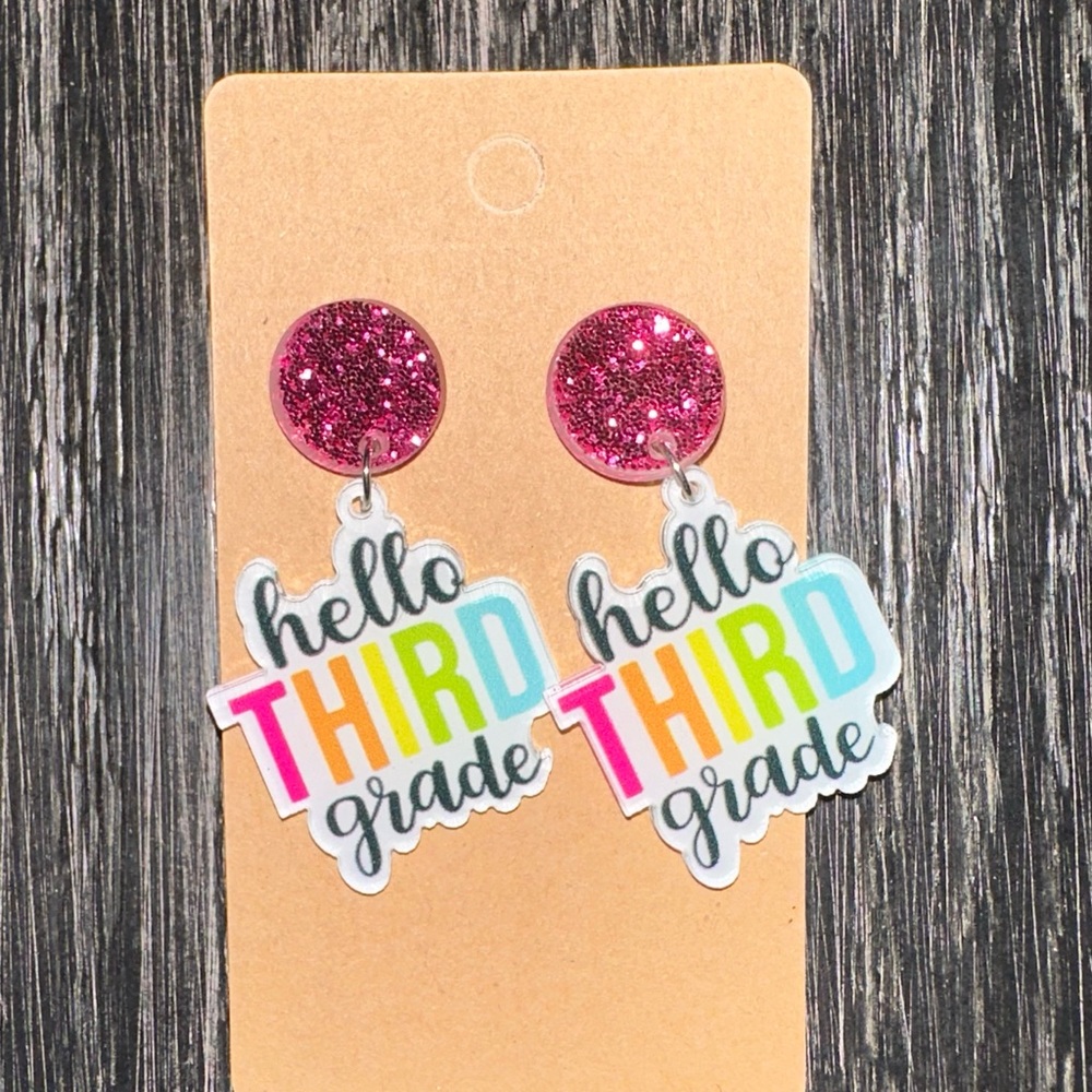 New third grade glitter earrings
